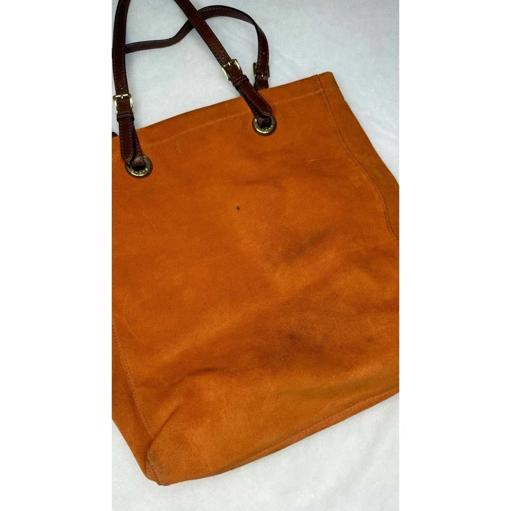 Michael Kors Orange Suede Tote Shoulder Bag